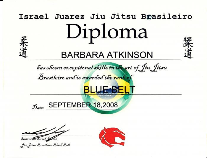 Blue belt · September 18, 2008 · Promoted by Israel Juarez