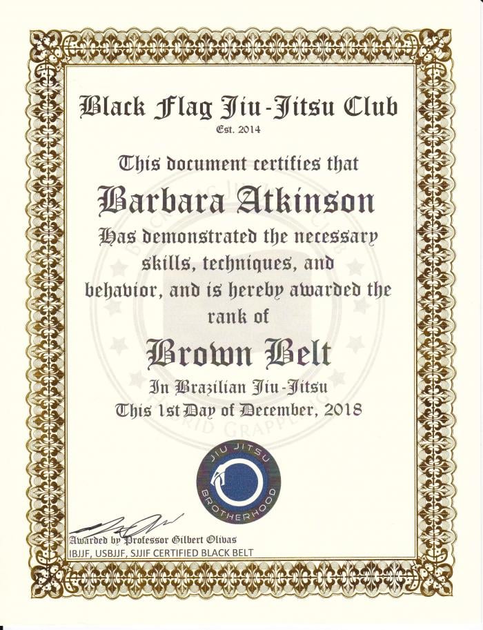 Brown belt · December 1, 2018 · Promoted by Gilbert Olivas